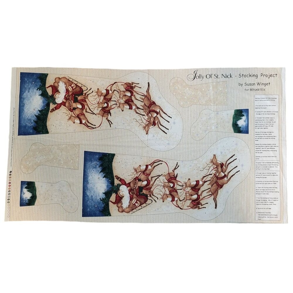 Jolly Ol St Nick Christmas Stocking Project Panel Susan Winget Brushed Cotton